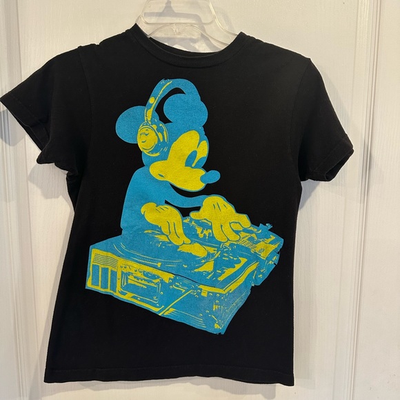 Mickey Mouse DJ Tshirt Disneyland Resort Neon Green Blue. Size xs - Picture 1 of 6